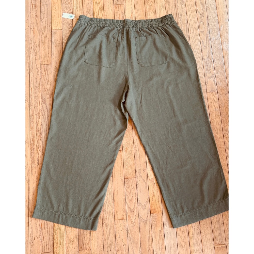 NWT Old Navy Linen Wide Leg Pants XXL Green Cottagecore Minimalist Coastal Plus